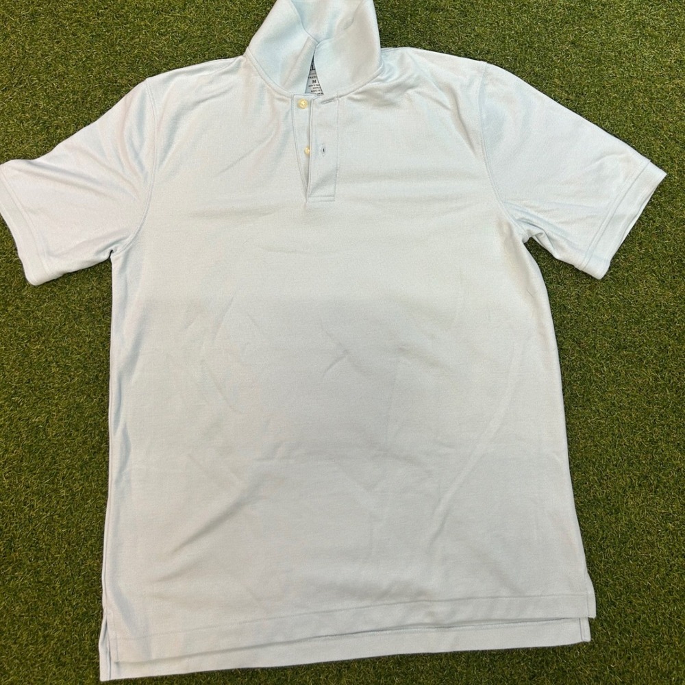 LL Bean Mens Traditional Fit Polo Shirt Light Blue Cotton Pique 300454 Size M